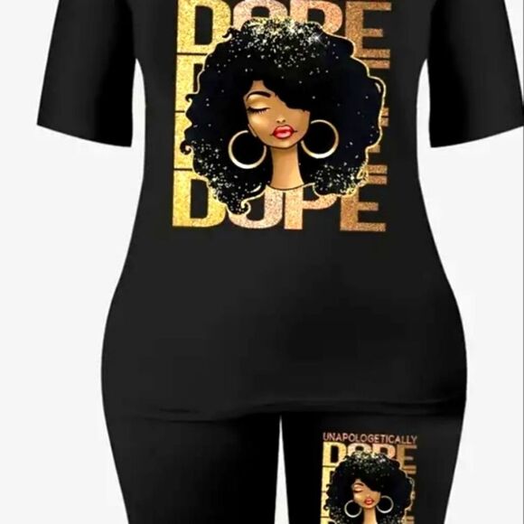 plus size black 2pc tee and shorts set sz.1x - Picture 5 of 5